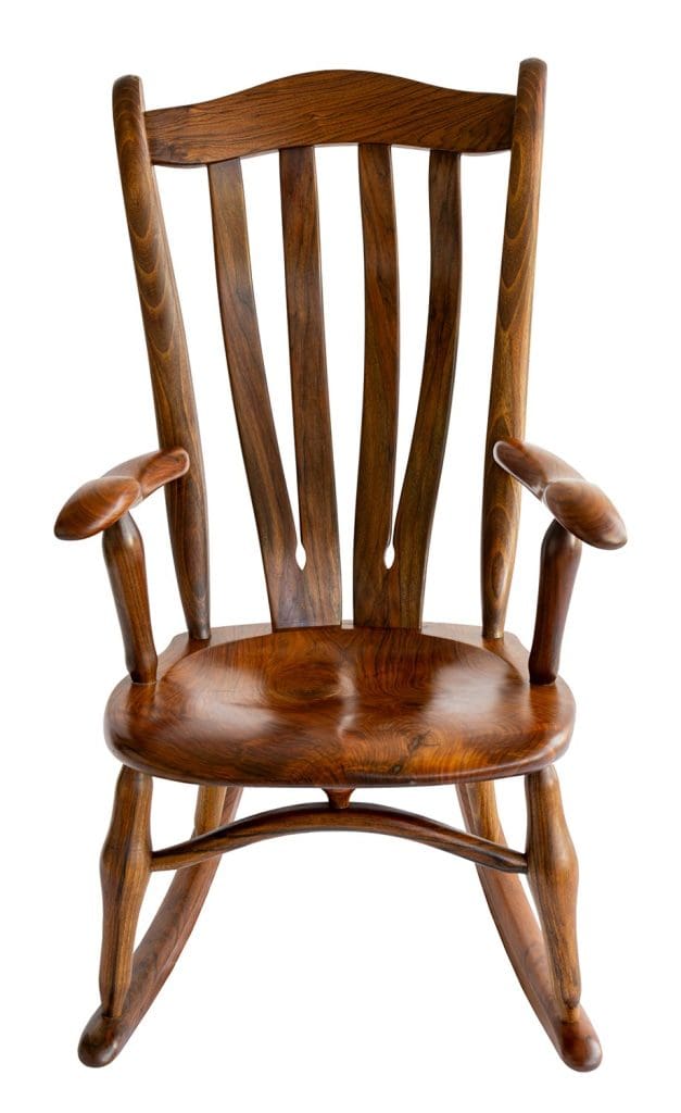 Handcrafted Walnut timber rocking chair custom built by West End Rockers.