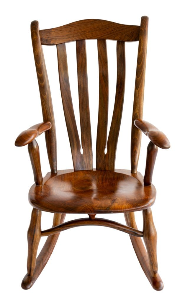 Bespoke luxury Walnut timber rocking chair handcrafted in Townsville by West End Rockers.